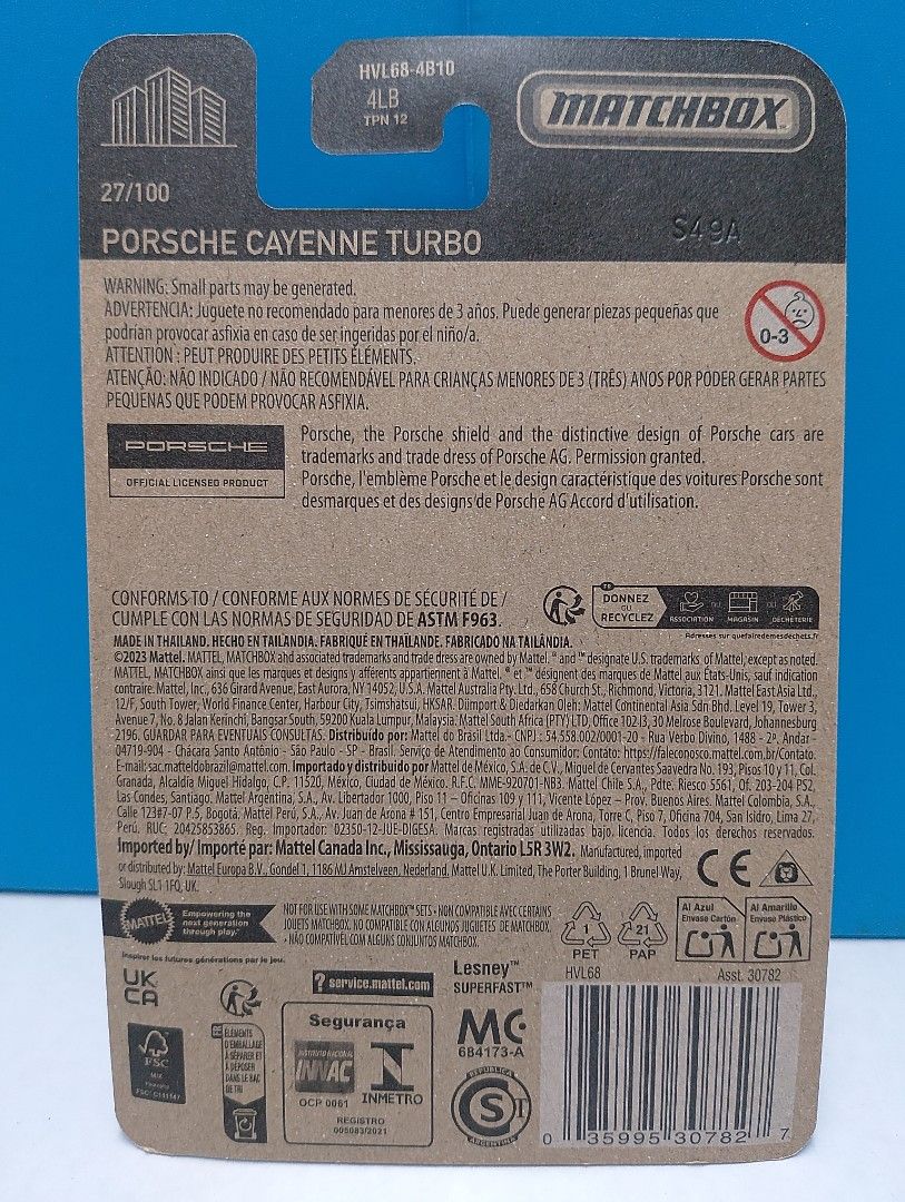 Matchbox Porsche Cayenne Turbo (Category: Vehicle & Diecast Models) located in Santa Rosa. Submitted by kltoys (Listing ID 1347217827, Image 2). Description: #forsale 299 plus sf cost New and guaranteed original! Packaging is not for mint box/card collectors See attached photos..