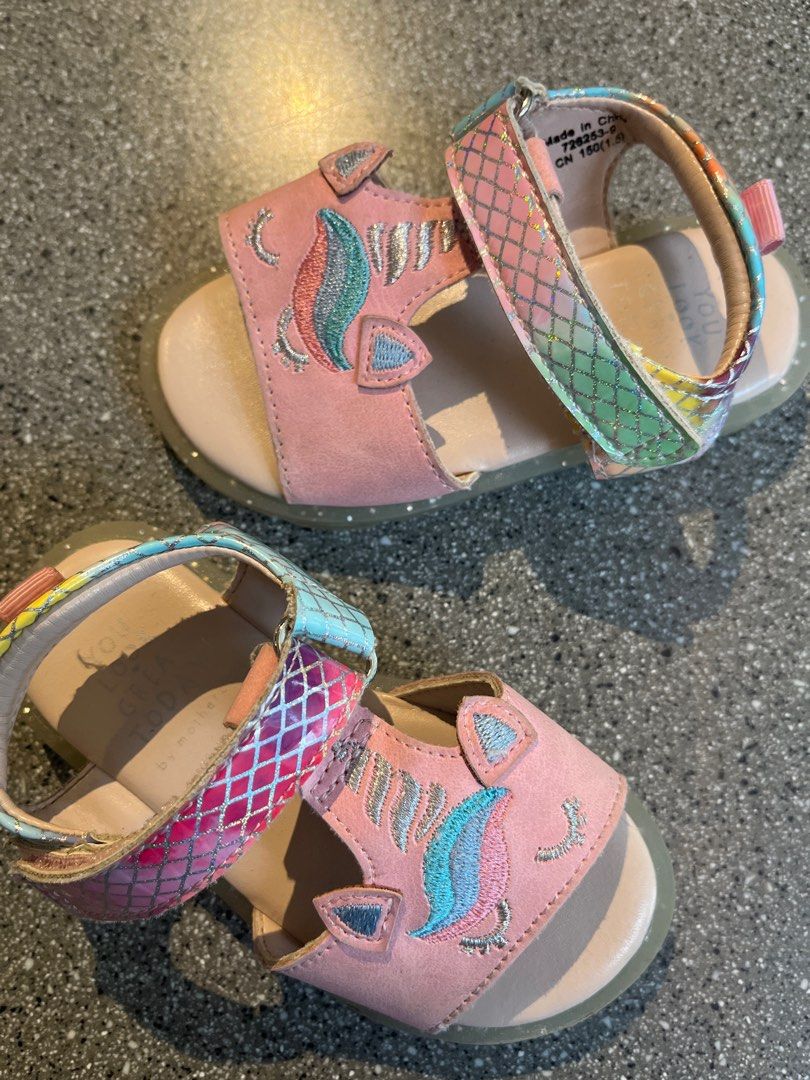 Mothercare Unicorn Sandals (Category: Babies & Kids Fashion) located in Makati City. Submitted by khdee (Listing ID 1347112196, Image 2). Description: RFS decluttering Original price: P1695 Size 15cm.