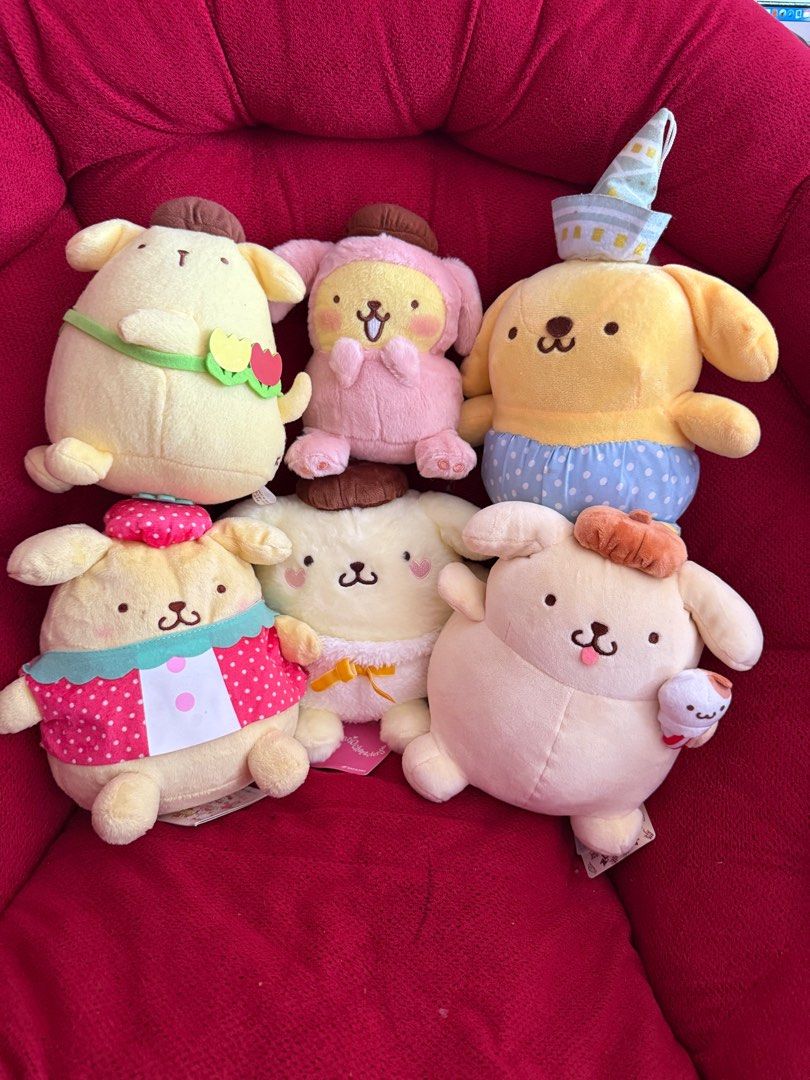 POMPOMPURIN Bundle (SANRIO) (Category: Character Goods) located in Quezon City. Submitted by parischanelcollection (Listing ID 1347155246, Image 1). Description: Pomporini Bundle for only ₱3,500 6 pcs (3 pcs with paper tags, 5 pcs with etiketa, isa lang wala, yung naka party hat) All in very good condition like NEW😍😍😍 May isang mallow, then isang color pink (rare), at isang angel😇😍.