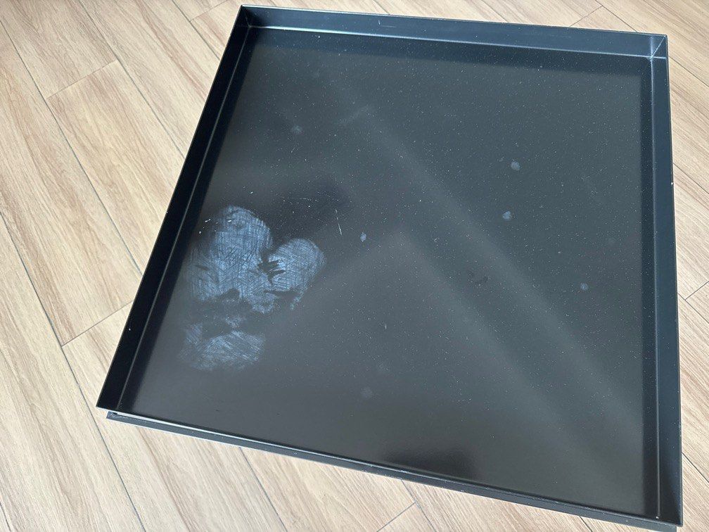 Preloved Hay Tray Coffee Table Black (Category: Tables & Sets) located in Manila. Submitted by helloseptembermnl (Listing ID 1347141169, Image 2). Description: Bought at Design Story Ph at P14,400 Has white stains (as seen on photos) and minor scratches .