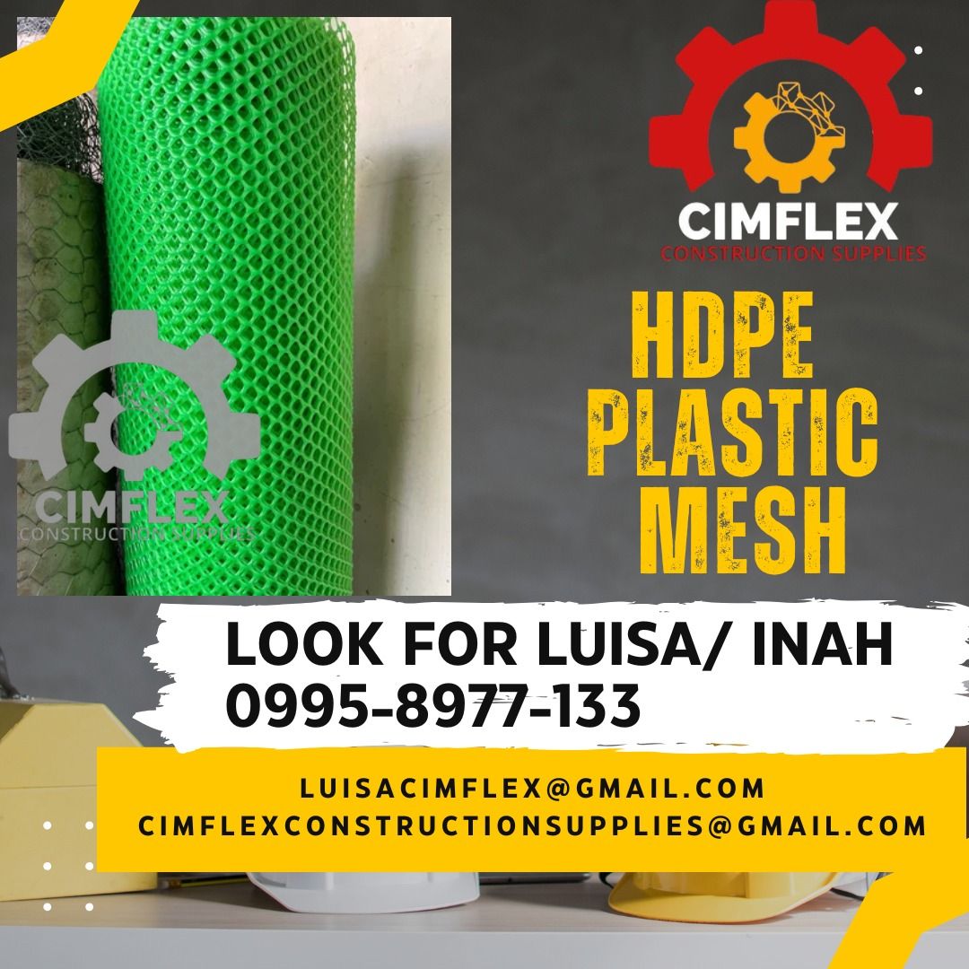 HDPE Plastic Mesh (Category: Construction Tools & Equipment) located in Caloocan City. Submitted by luisacimfl72432 (Listing ID 1347287096, Image 1). Description: HDPE Plastic Mesh glbe- ( 0995-897-7133 ) cimflex construction supplies.