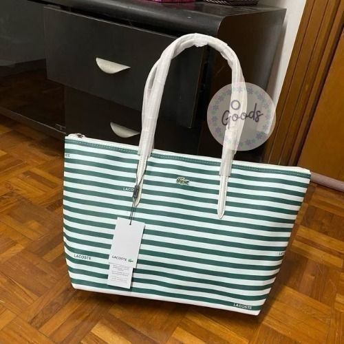 Lacoste Stripe Handbag Lacoste Navy Stripe Detail Large Shoulder