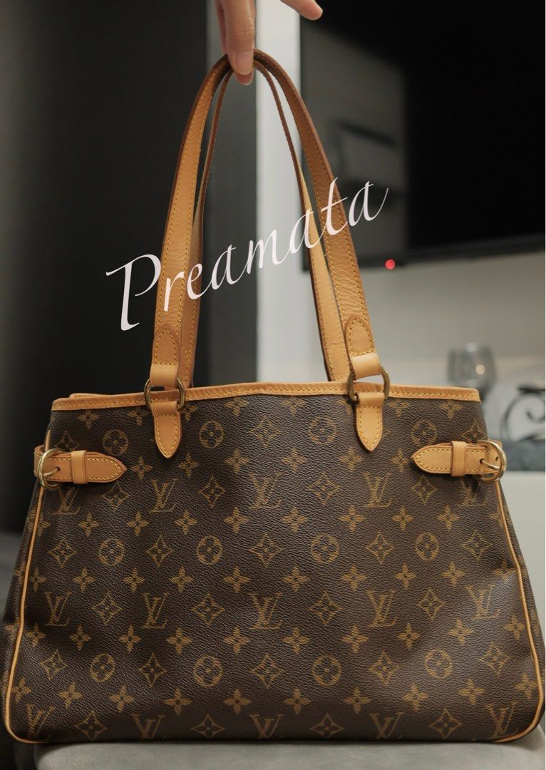 Louis Vuitton Batignolles Horizontal (Category: Luxury Bags & Wallets) located in Paranaque City. Submitted by preamata (Listing ID 1347439581, Image 1). Description: Louis Vuitton Batignolles Horizontal (Pre-loved) Made in USA * brown/beige * signature Monogram canvas/Vachetta leather trim * hook and eye fastening * side buckle fastening * two long top handles * main compartment * full lining * internal zip-fastening pocket * internal slip pocke