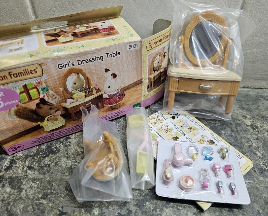 SYLVANIAN FAMILIES Girls Dressing Table Set (Category: Kids Toys) located in Quezon City. Submitted by charliebrown_olx (Listing ID 1347367306, Image 2). Description: Classification: New, Unused Condition: Mint on Non-Mint Box TERMS & CONDITIONS: 1. C.O.D. Can meet buyers at - Del Monte Ave, Q.C. - Mla Memorial Park Sucat - Weekends 2. Shipping c/o buyer. 3. Prices are Final. 4. Respect the Ad. TFL!.