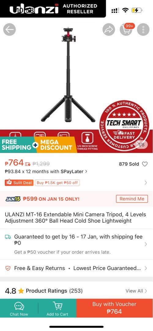 Ulanzi mini tripod (Category: Tripods & Monopods) located in San Mateo. Submitted by b4mmed (Listing ID 1347300312, Image 2). Description: Never used it. Bought the wrong variation .