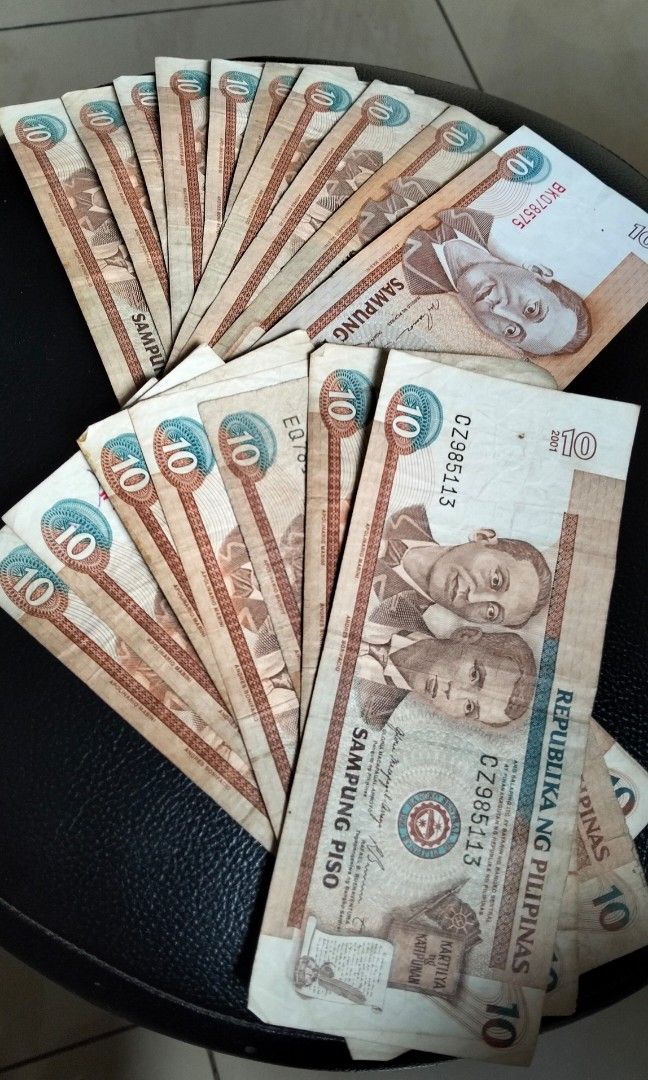 10 PESO BILL (OLD BILL) (Category: Currency) located in Marikina City. Submitted by morningsunrays (Listing ID 1347573685, Image 1). Description: Uncirculated and in good condition. MOP....GCASH THRU LALAMOVE/JRS P100 each ( 15 pcs.).