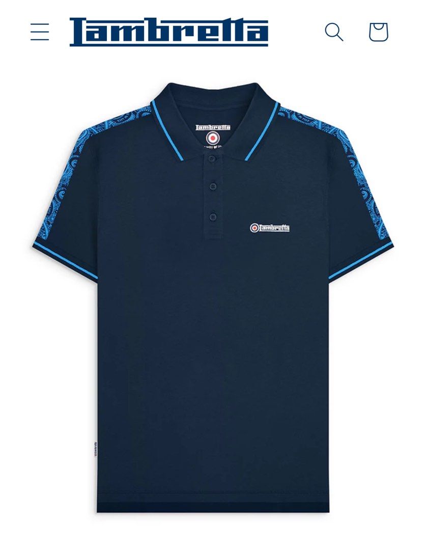 Authentic Lambretta Paisley Taped Polo (Category: Tshirts & Polo Shirts ) located in Taytay. Submitted by everythingonline888 (Listing ID 1347485967, Image 1). Description: -Paisley taping down the sleeves -Embroidered chest branding -Contrast single tipping -3 button placket -Woven Lambretta label to side seam -100% cotton pique A superb quality cotton polo with branded paisley taping running down the sleeves, finished with embroidered branding 