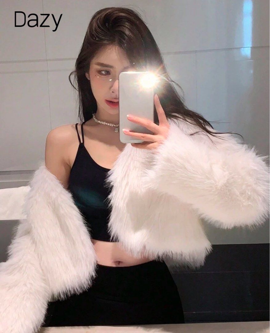 Dazy / Shein white crop fur coat (Category: Coats, Jackets and Outerwear) located in Consolacion. Submitted by amaezingdeals (Listing ID 1347540414, Image 1). Description: Never used.