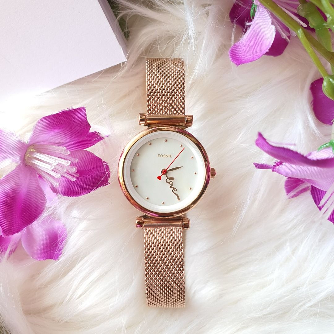 Fossil Ladies Watch - Carlie Mini Three-Hand Quartz Watch with Love ...