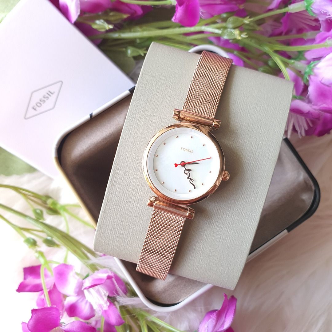 Fossil Ladies Watch - Carlie Mini Three-Hand Quartz Watch with Love ...