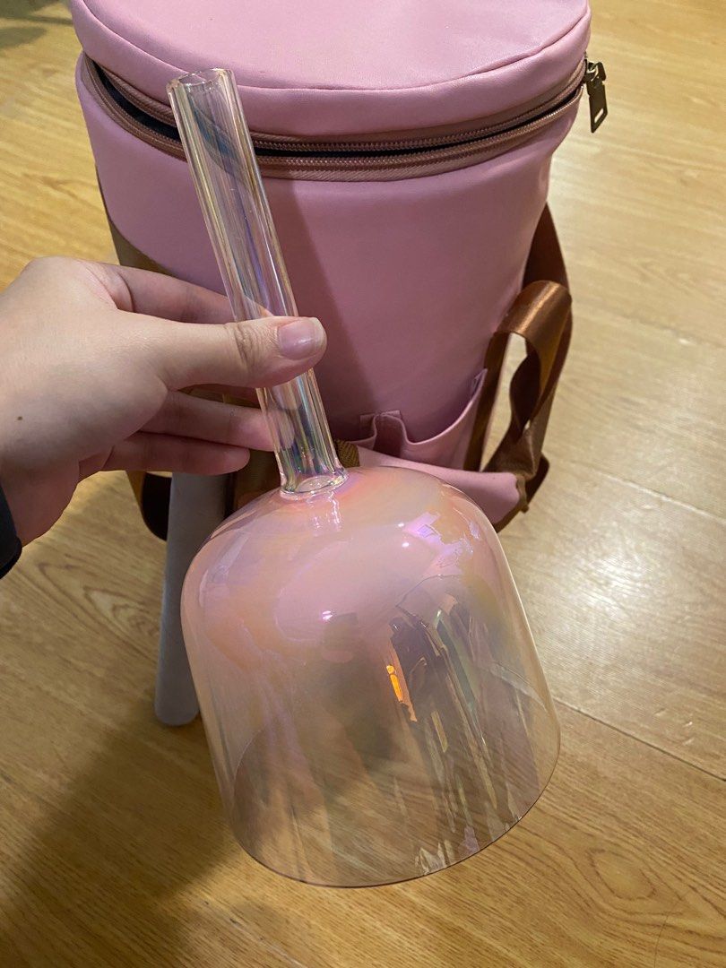 Handheld Crystal Quartz Singing Bowl 5.25” Pink Aura Note B (Category: Other Audio Equipment) located in Pasig City. Submitted by joeethangs (Listing ID 1347623769, Image 2). Description: RFS: Not using. Just in storage. Originally bought from Dear Kismet for ₱11,563.63. Comes with handheld singing bowl, pink storage bag, and mallet. Mallet does have a little stain, please see photos. .
