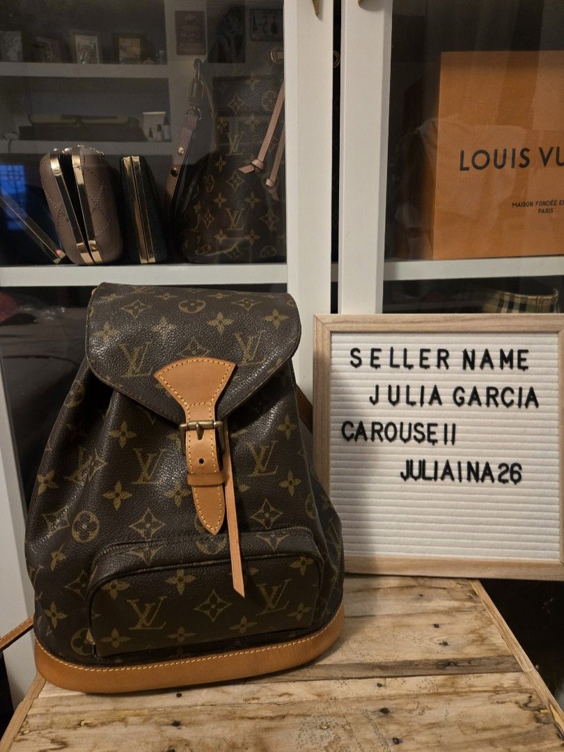 Original Louis Vuitton Montsouris MM (Category: Luxury Bags & Wallets) located in Las Pinas. Submitted by juliagarcia95 (Listing ID 1252664180, Image 2). Description: Montsouris backpack small P 25k only Excellent condition Original Vachetta leather replaced by Primerestoreph in QC branch hence magkaiba po yung color ng leather sa loob where the stamp is Interior and exterior is very clean No other issues. Cash on pick up okay You can check the b