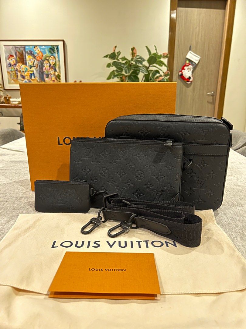 LV Trio (Category: Luxury Bags & Wallets) located in Manila. Submitted by solar_madness (Listing ID 1347588815, Image 2). Description: LV Trio Messenger Condition: Brandnew (w/ stickers intact) Color: Black Material: Monogram Shadow Leather Size: 18.5 x 7 x 25 cm Inclusions: Comes complete w/ receipt purchase recently from LV Greenbelt Microchipped The Trio Messenger in Monogram-embossed calf skin is a fashionably hybrid bag. It combines a main c
