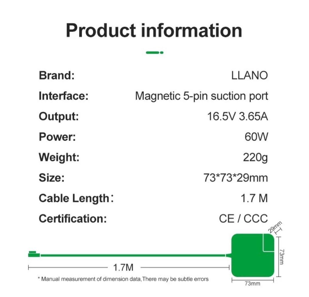 Macbook Apple Charger 60W L TIP (Category: Chargers) located in Valenzuela. Submitted by goldcogo31 (Listing ID 1347488284, Image 2). Description: Brand: ILANO Bought for: 1,800 (First Class Dupe) Reason for selling: Never been used. Macbook broke Condition: Working perfectly well. Comes with a box. Perfect for old macbook models .