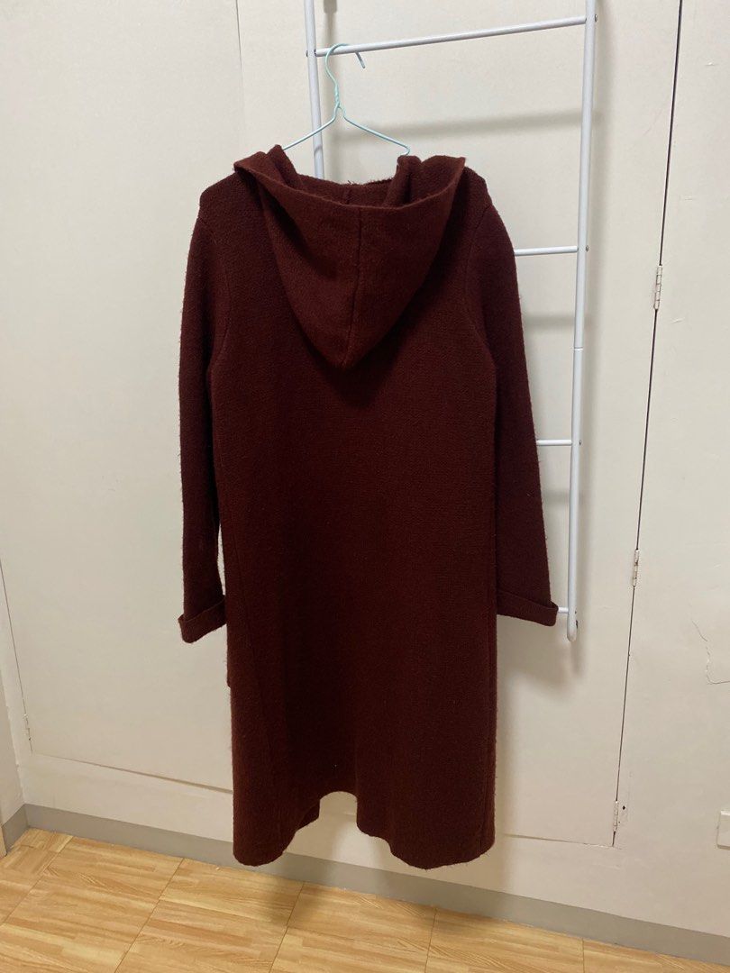 Maroon Long Cardigan with Hoodie (Category: Coats, Jackets and Outerwear) located in Cebu City. Submitted by ada_17 (Listing ID 1347536071, Image 2). Description: Maroon Long Cardigan with Hoodie Used Once. Good as new Size : Medium RFS: Decluttering GCASH/BPI bank transfer Courier: Lalamove/Maxim/LBC/J&T DF: c/o buyer .