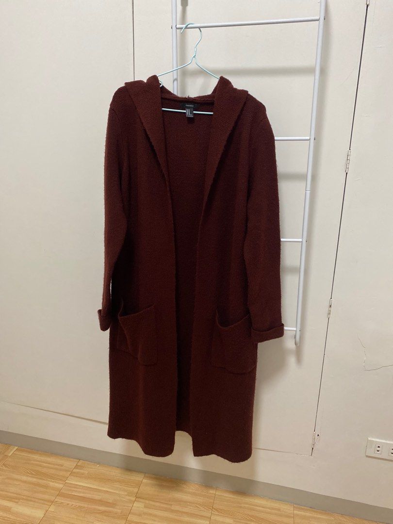 Maroon Long Cardigan with Hoodie (Category: Coats, Jackets and Outerwear) located in Cebu City. Submitted by ada_17 (Listing ID 1347536071, Image 1). Description: Maroon Long Cardigan with Hoodie Used Once. Good as new Size : Medium RFS: Decluttering GCASH/BPI bank transfer Courier: Lalamove/Maxim/LBC/J&T DF: c/o buyer .