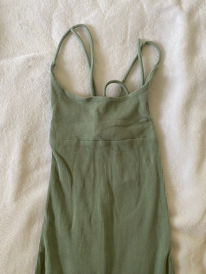 Sage Green dress with slit (Category: Dresses) located in Makati City. Submitted by celinereyess (Listing ID 1347489198, Image 3). Description: Fits XXS-S.