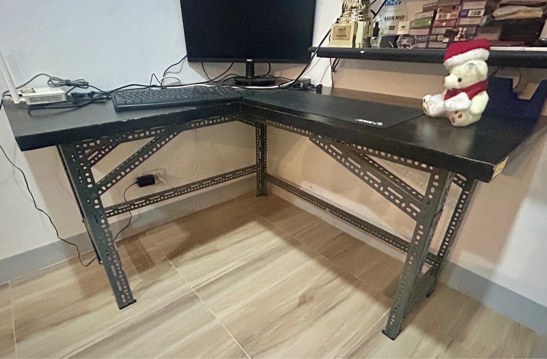 Sale! Industrial Customized L Work Table (Category: Tables & Sets) located in Manila. Submitted by luxurybrandsonly (Listing ID 1342864483, Image 1). Description: For Sale: Customized Industrial L-Shape Table – Built for Style & Durability Perfect for the office, gaming setup or home workstation Sturdy Table Legs: Made from heavy-duty industrial-grade materials, designed to support heavy equipment while maintaining stability. Space-Saving L-Shape