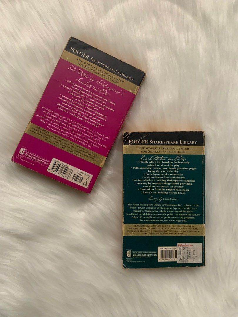 Shakespeare’s Sonnets & Macbeth (from The Folger Shakespeare Library) (Category: Storybooks) located in Las Pinas. Submitted by jemdeclutters (Listing ID 1347558091, Image 3). Description: Get both for only ₱120! ✨ Shakespeare’s Sonnets (Folger Shakespeare Library Series) ✨ Macbeth (Folger Shakespeare Library Series) .