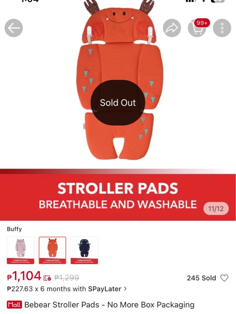 Stroller Pad | Stroller Cushion (Category: Strollers) located in Marikina City. Submitted by mom.open.cabinet (Listing ID 1347648531, Image 3). Description: Bebear brand ung orange Take all na only for ₱385.