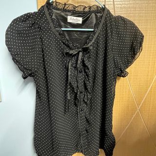 Vintage top 古着 黑色波點上衣64236714112770110