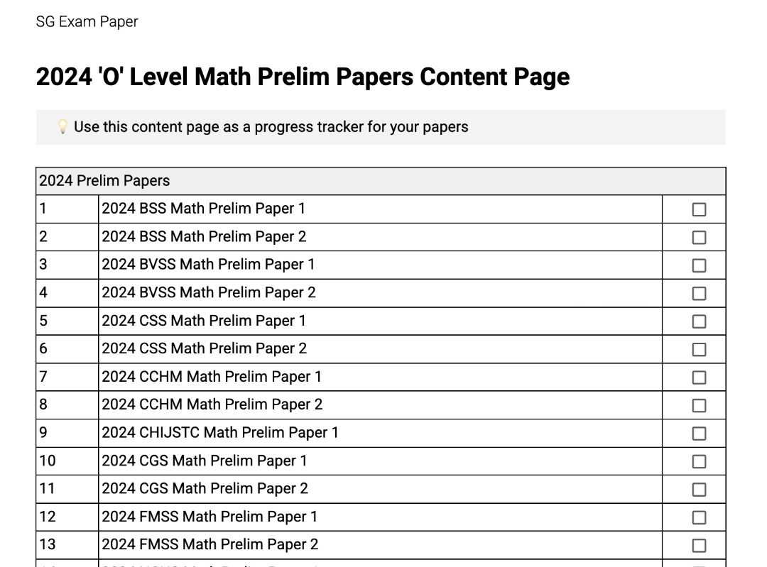 2024 'O' Level TOP SCHOOLS Mathematics Prelim Papers [PDF], Hobbies ...