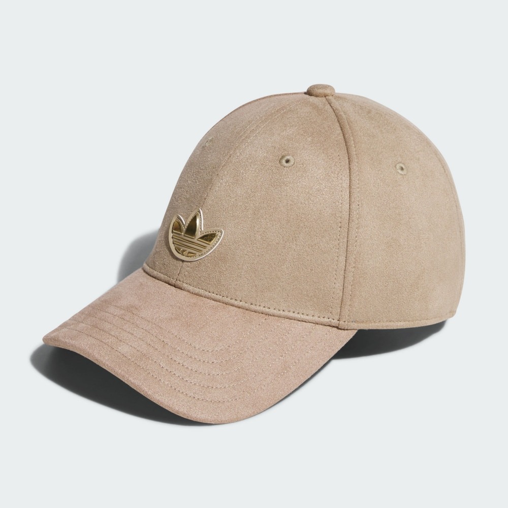 adidas 愛迪達金色三葉草logo帽子 卡其棕色帽子 運動帽 棒球帽 遮陽帽 JL7589