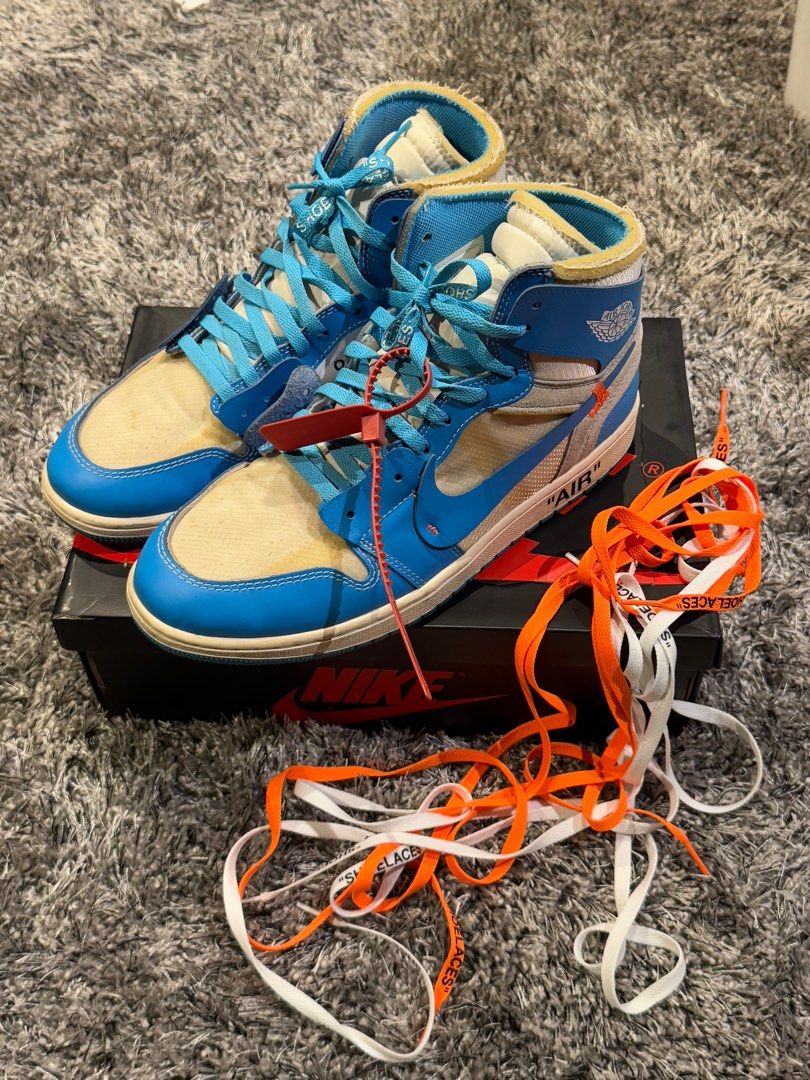 Air Jordan 1 x OFF - White (Category: Sneakers) located in Manila. Submitted by jpt95 (Listing ID 1347795723, Image 3). Description: Air Jordan 1 x Off white UNC Size 12 Complete Issue: Need to clean .