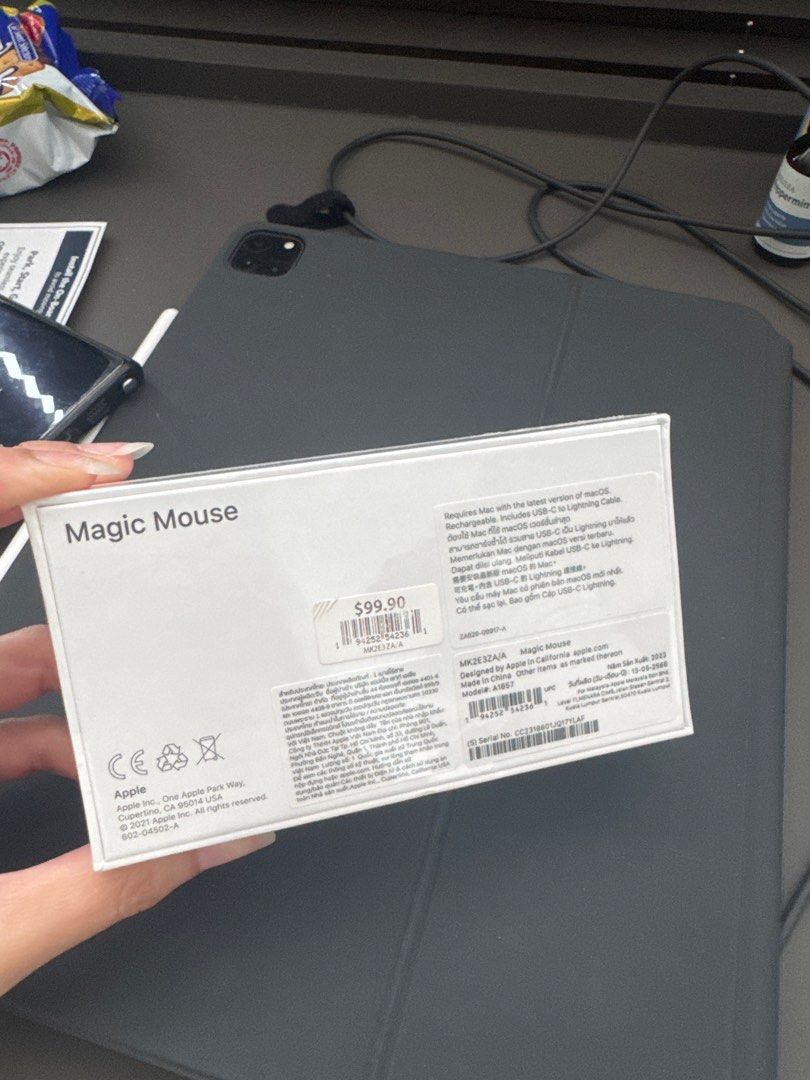 Apple Magic Mouse (Category: Mouse & Mousepads) located in Singapore. Submitted by jerkfits (Listing ID 1347715321, Image 2). Description: Brand new, still sealed in packaging Bought at $99.90 Selling $80 .