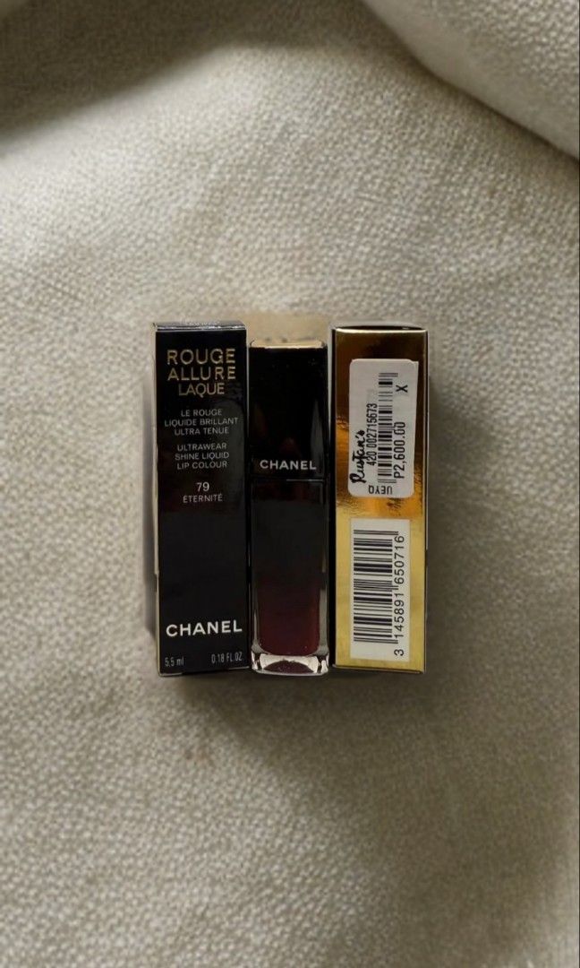 Chanel Rouge Allure Lacquer FULL SIZE Multiple Shades! (Category: Makeup) located in Manila. Submitted by niche.avenue.perfumery (Listing ID 1347718542, Image 1). Description: - Multiple slots - Actual item posted -> authentic - Shades avail: Eternite, Timeless, Invincible, Mythe.