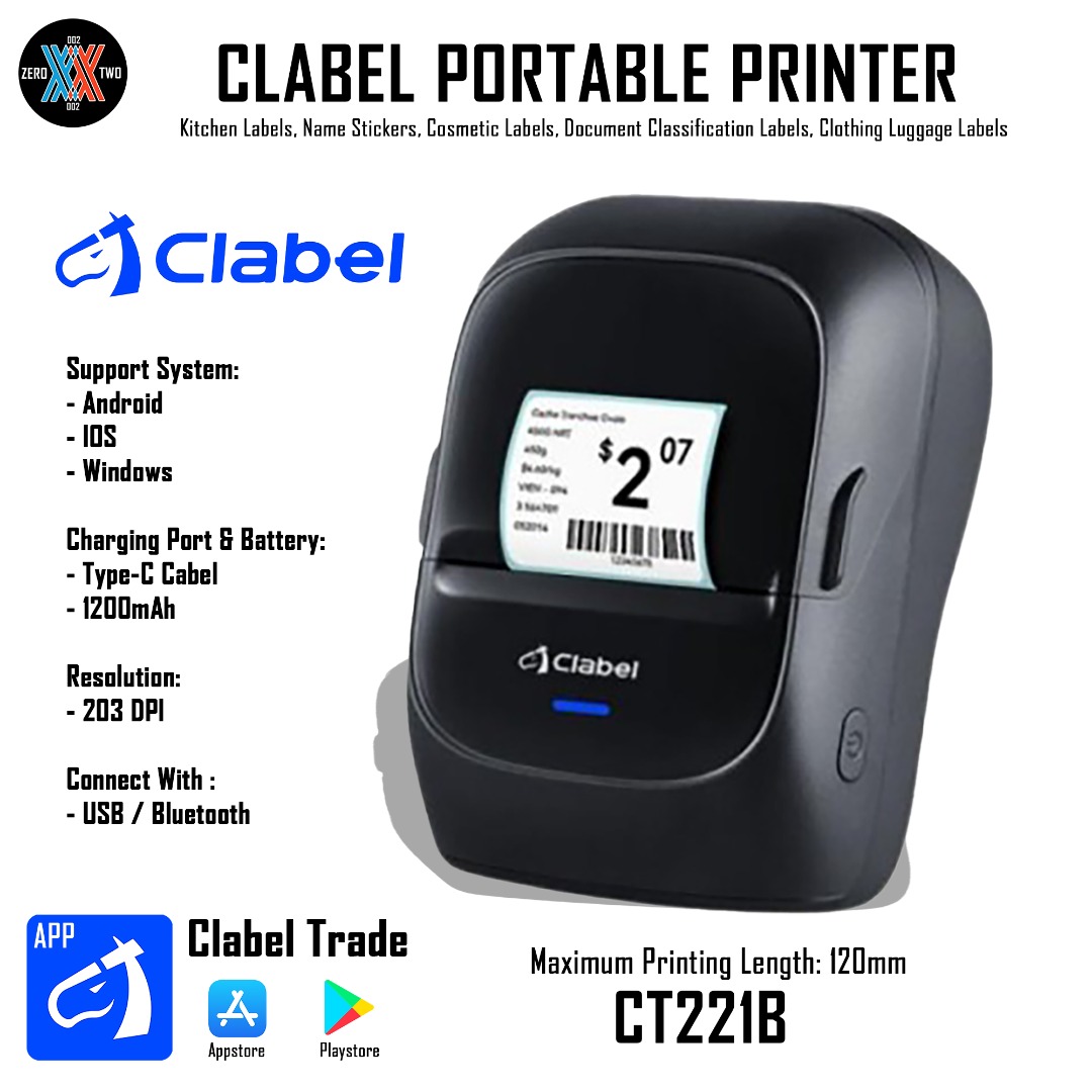 NEW Clabel Portable Printer CT221B (Random Color), Computers & Tech ...