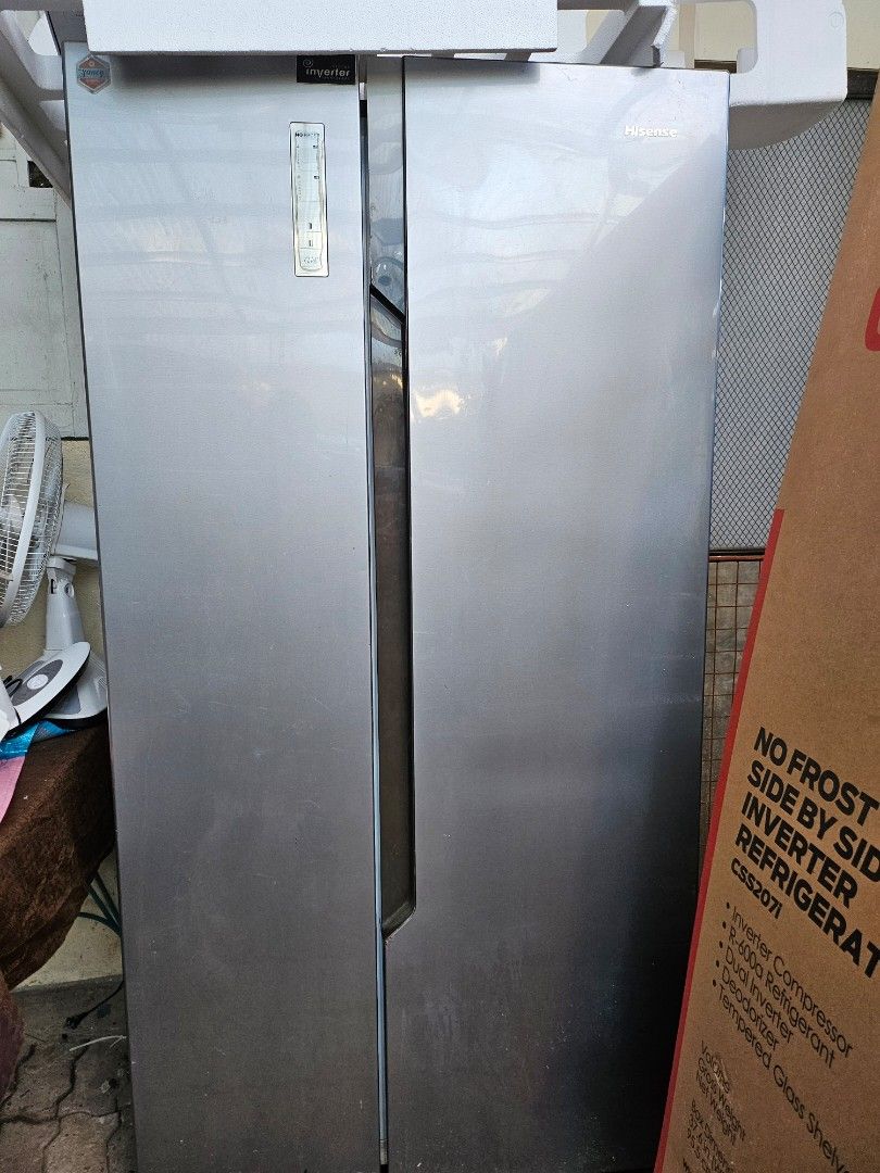 Hisense 20 cubic feet (Category: Refrigerators and Freezers) located in Quezon City. Submitted by safephoenix_73e337 (Listing ID 1347734052, Image 1). Description: Lightly used Side by side Hisense Refrigerator 20 cubic feet, inverter..