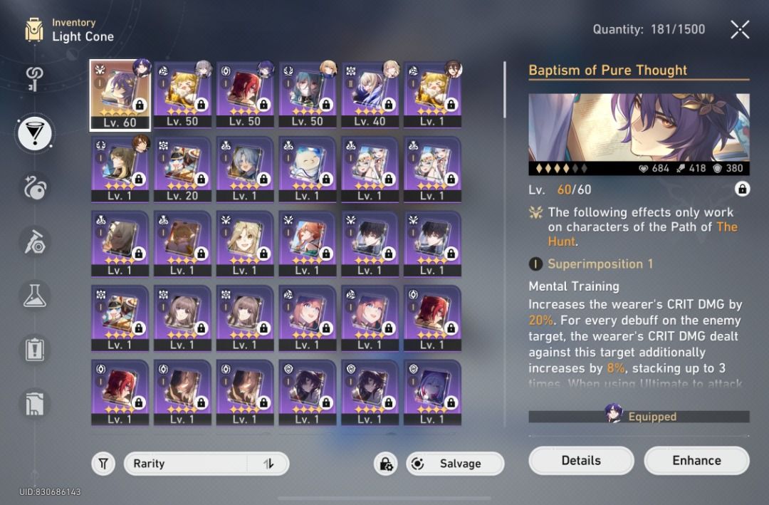 Honkai Star Rail | TL43 | Dr. Ratio + Sig (Category: Others) located in Valenzuela. Submitted by cjsquared (Listing ID 1347749483, Image 2). Description: Selling Honkai Star Rail TL 43 65 Fuels Male MC Set Username Dr. Ratio (Free) + Signature LC Feixiao Sparkle Bronya Clara Yanqing Price 300.