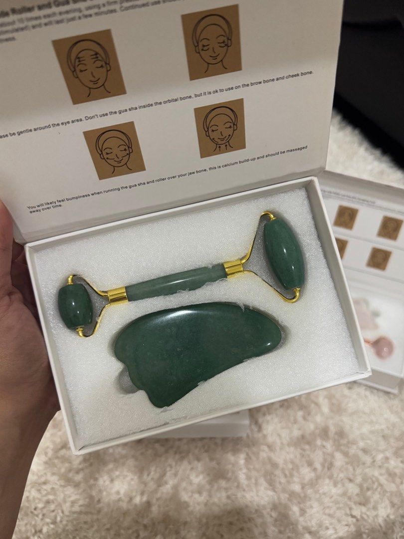 Jade Roller & Gua Sha Set (Category: Face Care) located in San Fernando. Submitted by marshasthrifts_ph (Listing ID 1347843906, Image 2). Description: Jade Roller and Gua Sha Set 500php Brand New Available in Jade (with gold metal) and Rose quartz (with rose gold metal) 𖦹 payment first basis (Gcash, bank transfer) 𖦹 scheduled shipping via LBC or J&T; fees c/o buyer 𖦹 no rush shipping, sorry! but will try my best to do same day shipping :).