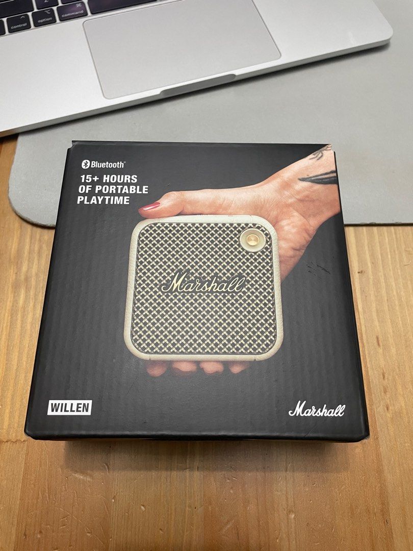 Marshall Willen Bluetooth Speaker (SEALED) (Category: Soundbars, Speakers & Amplifiers) located in Pasig City. Submitted by chriscocjin (Listing ID 1347768439, Image 1). Description: - SEALED - BRAND NEW - FREEBIE FROM BEYOND THE BOX.