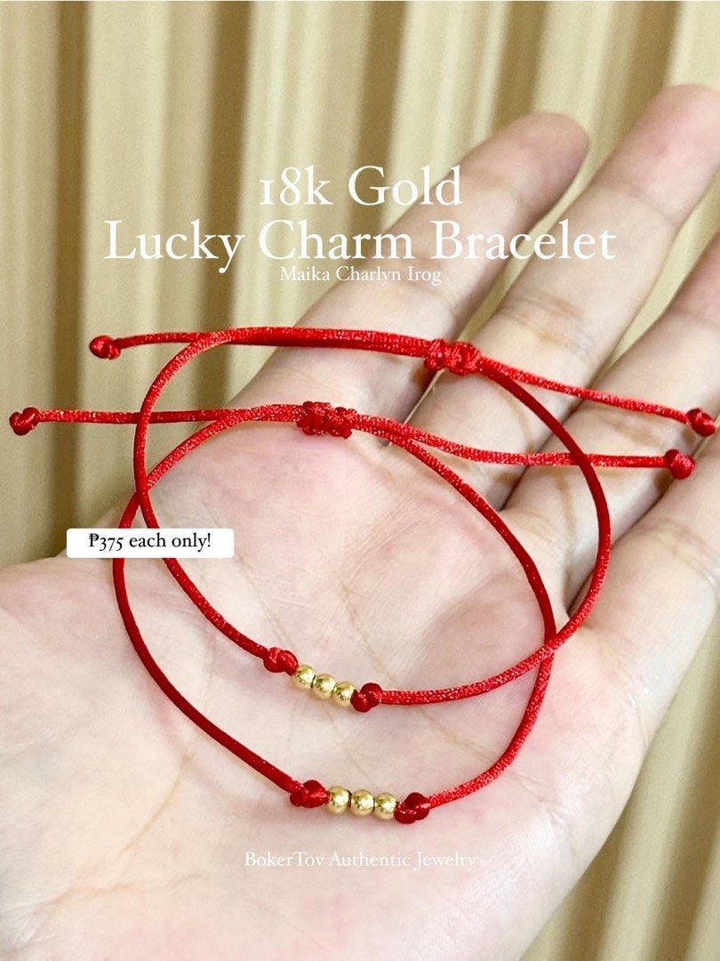 Red string with 18k Gold bracelet (Category: Bracelets) located in Balanga. Submitted by malka.wrist.it (Listing ID 1347770647, Image 2). Description: 10 PIECES ONHAND STOCKS ONLY! Minimalist Health, Love, Money 18k Gold Balls in Lucky Red String ❤️ Pwedeng-pwede na panregalo sa nalalapit na Chinese New Year at Valentine’s Day✨ ✅First Pay, First Served 💵PAYMENT FIRST (no dp, only full payment) ❌NO COD/COP kahit meetup (wag makulit) 📍Balanga Bat