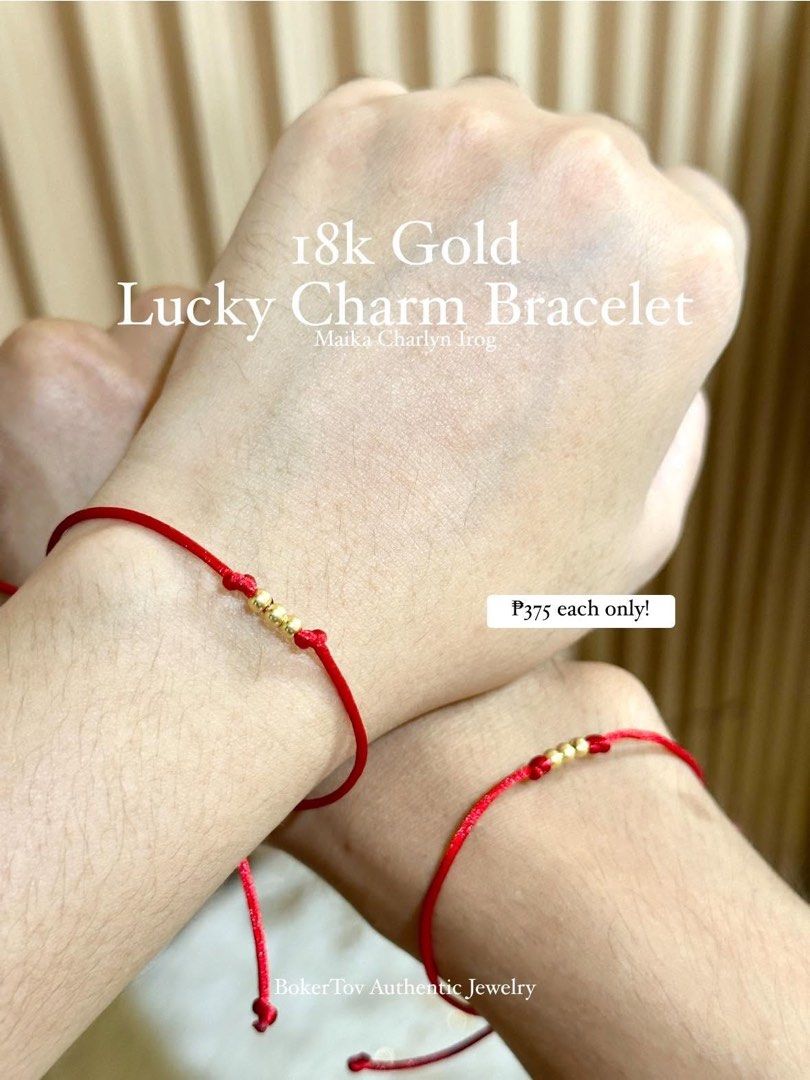 Red string with 18k Gold bracelet (Category: Bracelets) located in Balanga. Submitted by malka.wrist.it (Listing ID 1347770647, Image 3). Description: 10 PIECES ONHAND STOCKS ONLY! Minimalist Health, Love, Money 18k Gold Balls in Lucky Red String ❤️ Pwedeng-pwede na panregalo sa nalalapit na Chinese New Year at Valentine’s Day✨ ✅First Pay, First Served 💵PAYMENT FIRST (no dp, only full payment) ❌NO COD/COP kahit meetup (wag makulit) 📍Balanga Bat