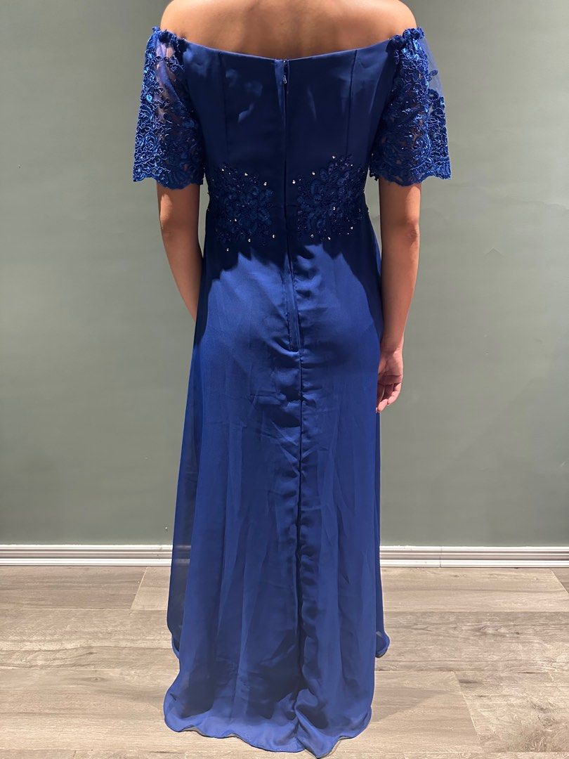 Royal Blue Off-Shoulder Gown (Category: Evening dresses & gowns) located in Jimenez. Submitted by cflamd (Listing ID 1347774304, Image 2). Description: RFS: cancelled event Fits Small to Medium frames Brand new, never worn.