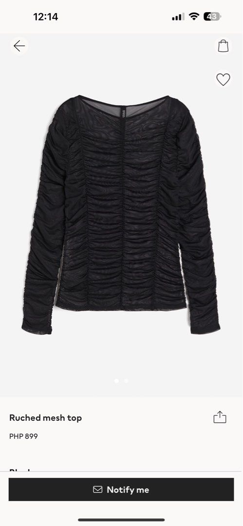 Ruched Mesh Top (Category: Blouses) located in Makati City. Submitted by masaca (Listing ID 1347694193, Image 1). Description: .