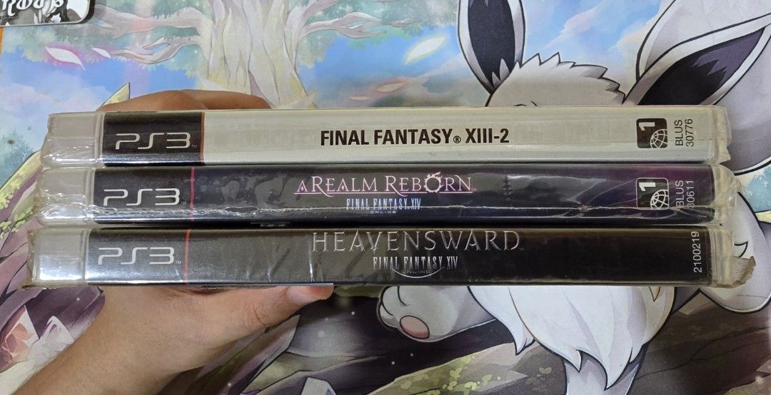 SEALED PS3 Final Fantasy Bundle (Category: PlayStation) located in Quezon City. Submitted by kevinskorner (Listing ID 1347741955, Image 1). Description: Selling my Final Fantasy Bundle collection. All are SEALED. Feel Free to ask for more pictures - Final Fantasy 13-2 - Final Fantasy 14 Heavensward - Final Fantasy A Realm Reborn RFS: Decluttering 2025 Payment Method: GCash, Maya, BPI, UB Shipping: Grab, Lalamove, LBC. Buyer shoulders shipping fee
