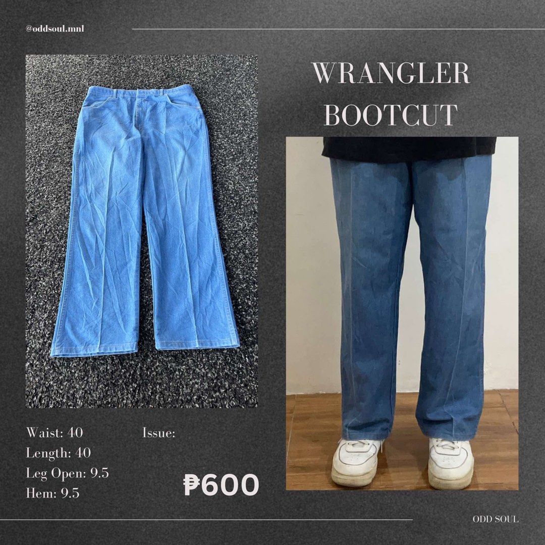 Wrangler Bootcut Pants (Category: Trousers) located in Manila. Submitted by oddwheels.mnl (Listing ID 1347818588, Image 1). Description: Fixed No other photos.