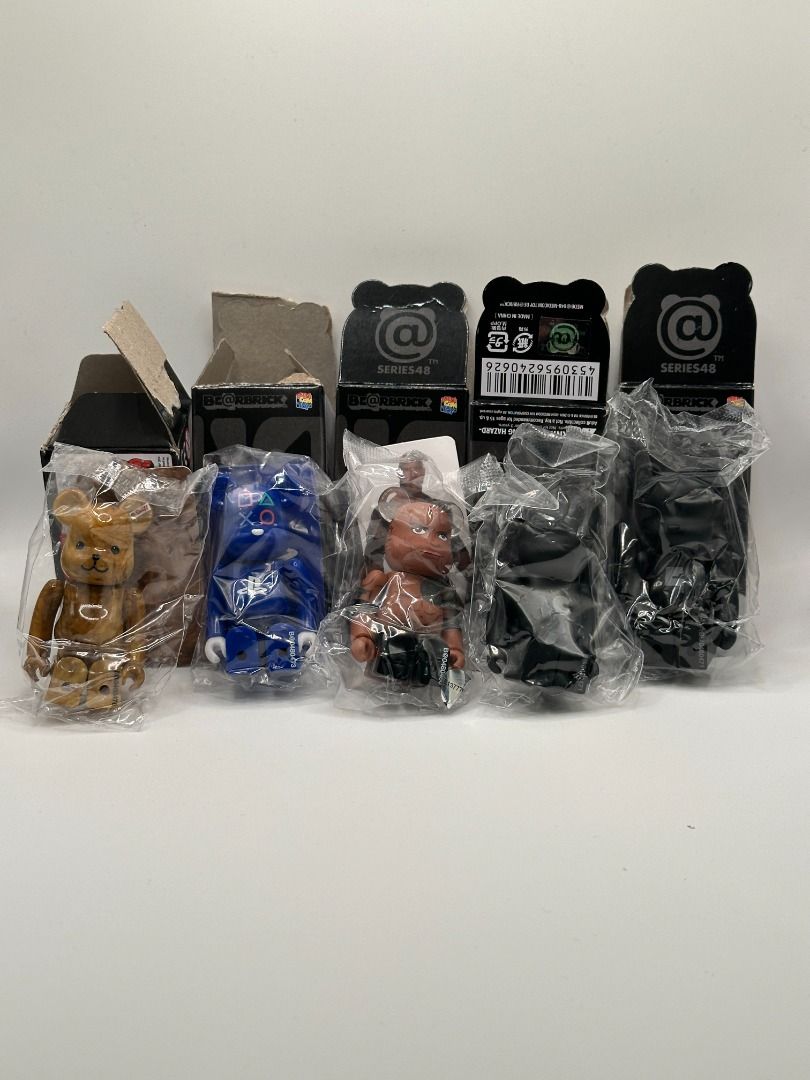 Bearbrick Series 48 (Category: Designer & Blind Box Toys) located in Manila. Submitted by jeromeabra (Listing ID 1347860022, Image 1). Description: Bearbrick Series 48 Blind Box (Opened) The Rock - 450 Margarete Steiff - 450 Basic "C" - 280 Basic "E" - 280 Playstation - 500 Figures are still sealed in plastic. RFS: Doubles; Decluttering.
