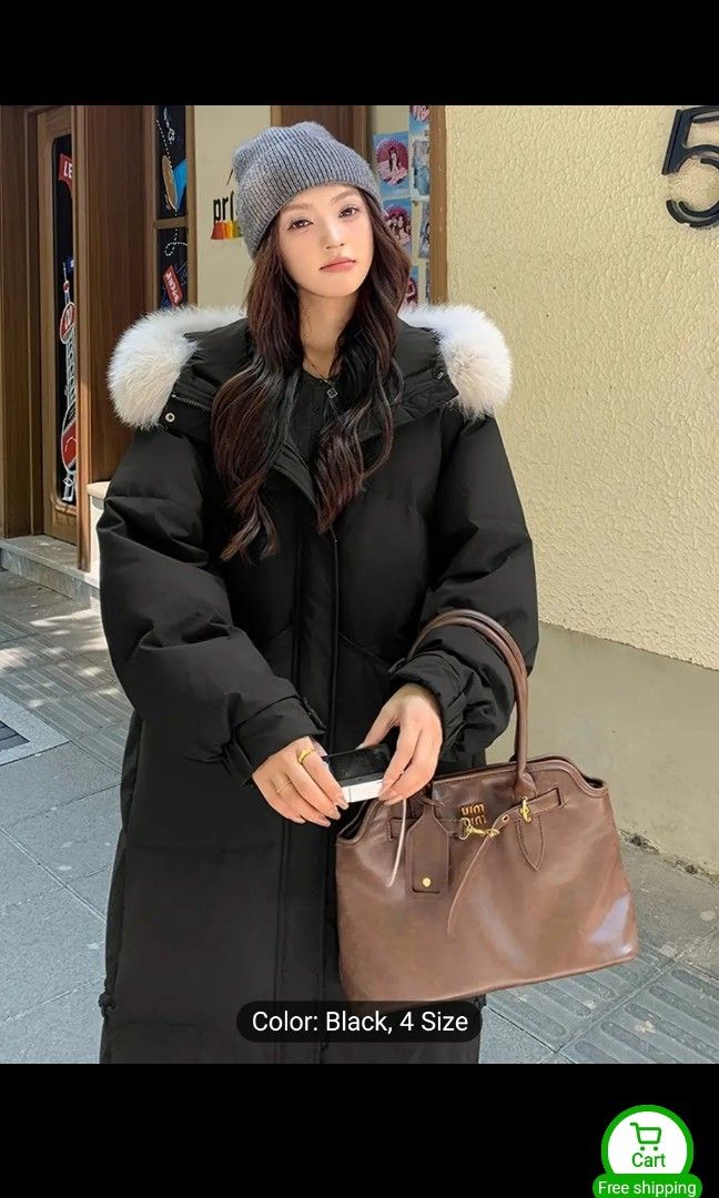 Black puffer long jacket fur hood winter (Category: Coats, Jackets and Outerwear) located in Manila. Submitted by philcol (Listing ID 1347871247, Image 3). Description: used once detachable fur hood black color size xl perfect for winter season negotiable for sure buyer.