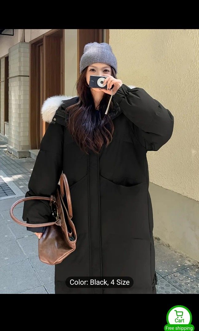 Black puffer long jacket fur hood winter (Category: Coats, Jackets and Outerwear) located in Manila. Submitted by philcol (Listing ID 1347871247, Image 2). Description: used once detachable fur hood black color size xl perfect for winter season negotiable for sure buyer.