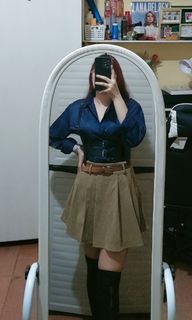 Blue Silk Button Up Longsleeves Polo Nanami cosplay or business attire formal casual  top