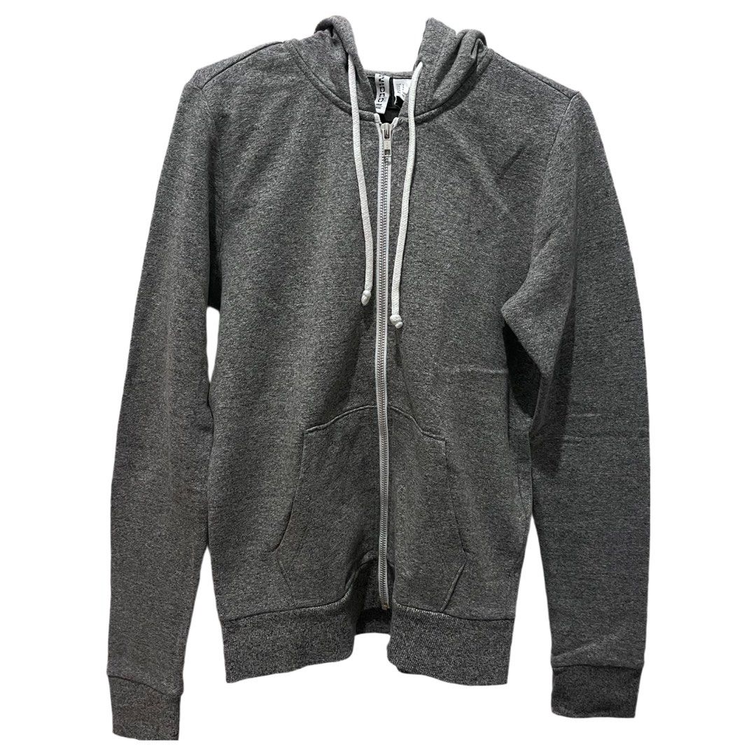 H&M dark grey zip-through hoodie (Category: Coats, Jackets and Outerwear) located in Quezon City. Submitted by hebrewse (Listing ID 1348001286, Image 1). Description: Hoodie in sweatshirt fabric with a soft brushed inside. Lined, drawstring hood, a zip down the front, kangaroo pockets, dropped shoulders and long sleeves. Ribbing at the cuffs and hem. Length:Regular length Sleeve Length: Long sleeve Fit: Regular fit Style: Hoodie Description: Dark