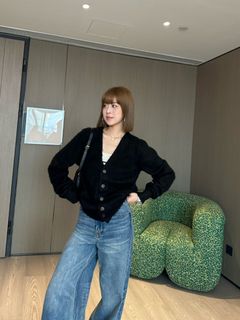 馬海毛刺繡Logo針織開襟衫毛衣 S 64227392929922110