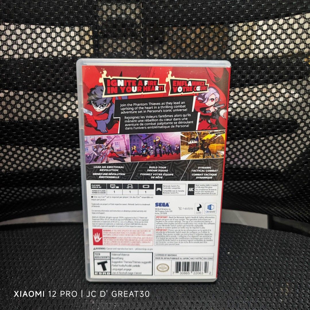 Persona 5 Tactica Switch Game (Category: Nintendo) located in Quezon City. Submitted by shopme_gadget30 (Listing ID 1347997920, Image 2). Description: kindly read the details first for sale fixed price good as new / mint condition tested and working with Case and game card compatible to Nintendo switch usa region Shoopppppeee —,✅ can check out pm for the linnnkkk (If shoopppee check out, price is higher because of shooppppeee deduction qc area me