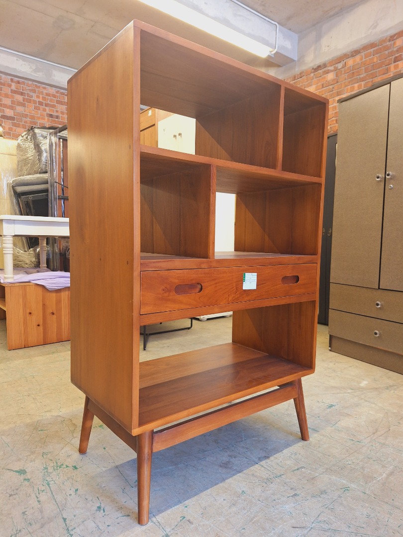 Scandinavian Minimalist Jakob Solid Teak Display Shelf w/ Drawers | Rak ...