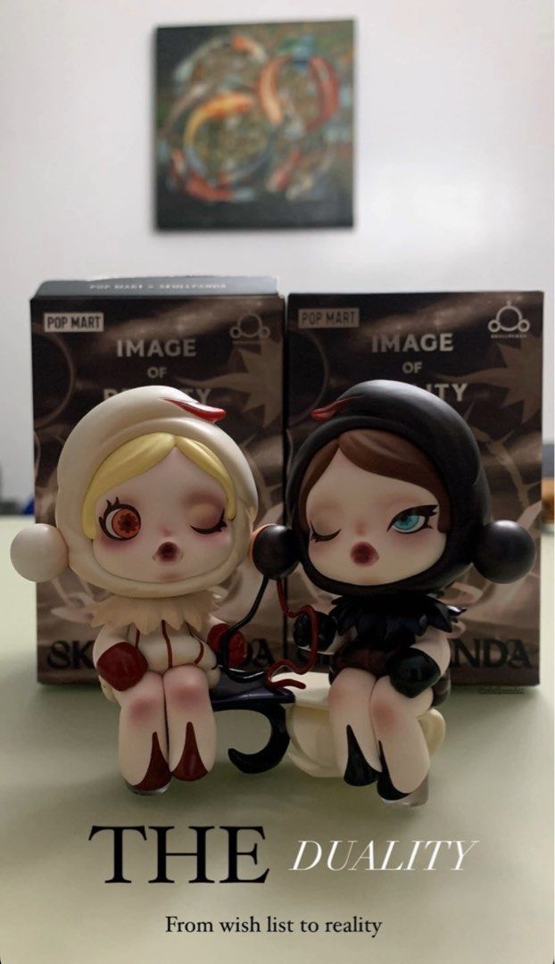 SKULLPANDA THE DUALITY, THE RABBIT, THE AWE (Category: Designer & Blind Box Toys) located in Quezon City. Submitted by lovedbyssy (Listing ID 1348014547, Image 2). Description: For sale Image of Reality (SOLD‼️) The Awe-500 The Rabbit-450 All Complete inclu With box, card, foil For duality sa top ng box ko inopen Take all for ₱1,900.